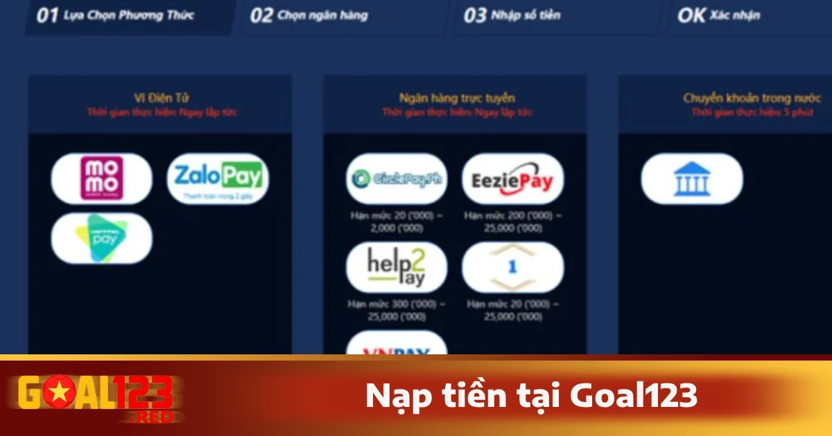 Trang chủ 28 Hướng dẫn nạp tiền chi tiết tại goal123