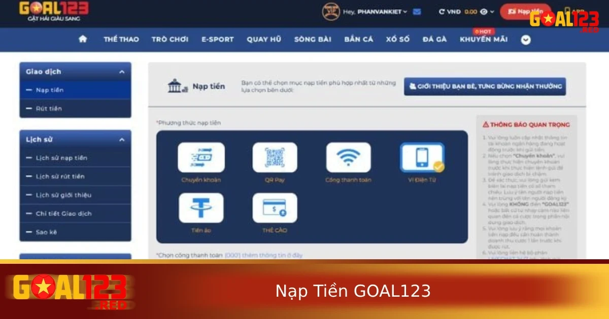 Nạp Tiền GOAL123 – Giao Dịch An Toàn, Xử Lý Nhanh Trong Vài Phút 3 Các phương thức giao dịch trực tiếp