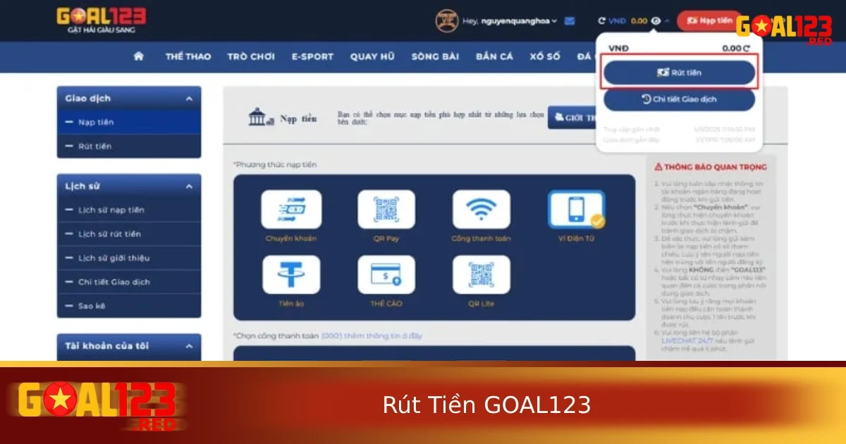 Rút Tiền GOAL123 – Nhận Thưởng Nhanh, Bảo Mật Tuyệt Đối 1 Những điều kiện để rút tiền Goal123 cho người chơi